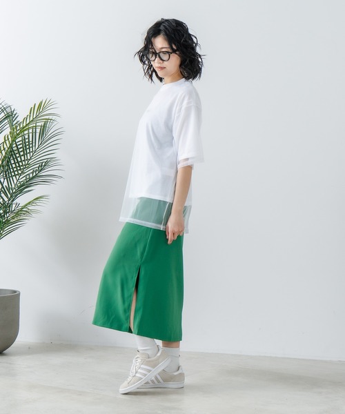 CONVERSE(コンバース)の「【CONVERSE/コンバース】チュールレイヤード Tシャツ(Tシャツ/カットソー・レディース・オフホワイト/杢グレー/ブラック・MEDIUM/LARGE)」の5枚目の写真