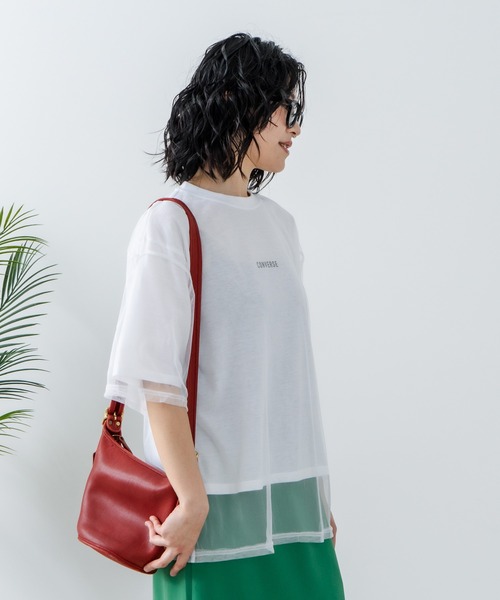 CONVERSE(コンバース)の「【CONVERSE/コンバース】チュールレイヤード Tシャツ(Tシャツ/カットソー・レディース・オフホワイト/杢グレー/ブラック・MEDIUM/LARGE)」の11枚目の写真