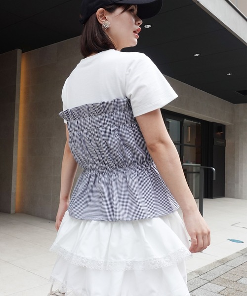 セール】ベアトップドッキングTシャツ（Tシャツ/カットソー
