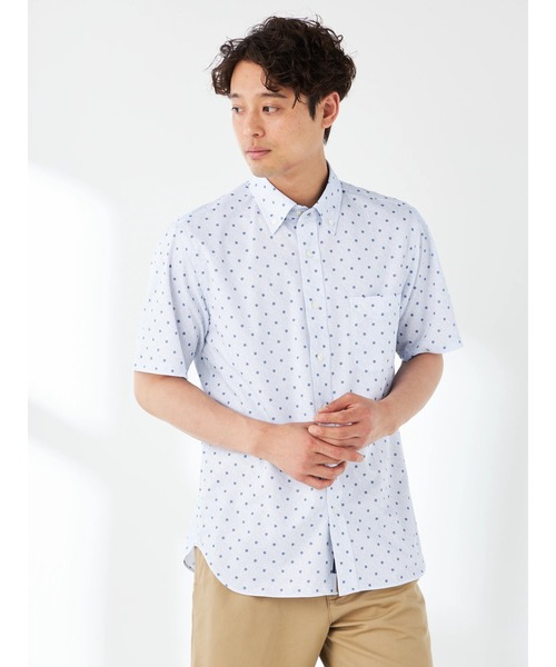 McGREGOR（マックレガー）の「トリコットプリント（小紋）シャツ（シャツ/ブラウス・メンズ・ネイビー/アイボリー・L/M）」の2枚目の写真