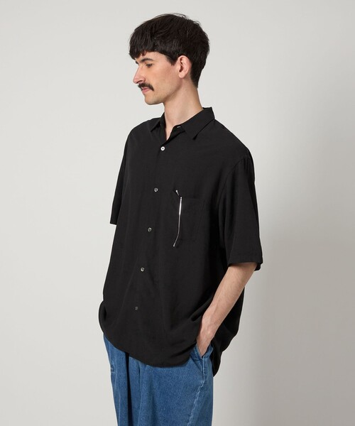 スティーブンアラン　ショートスリーブチェックシャツ　ブラック Steven Alan＞ ボイル スラブ ショートスリーブ シャツ ALINE