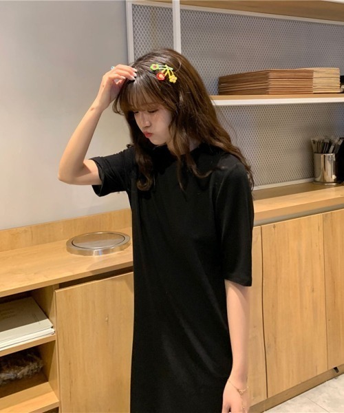 LETee(レティー)の「サイドスリット ティーシャツワンピース(Tシャツ/カットソー・レディース・モカ/ブラック/ブルー・FREE)」の14枚目の写真