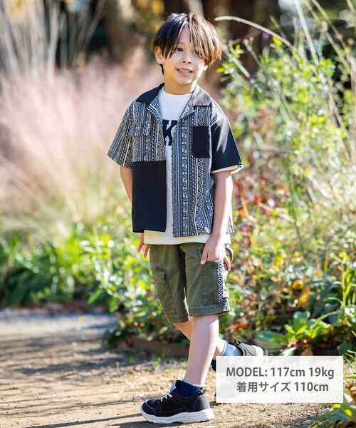 WASK（ワスク）の「【お揃い】5.5分丈柄テープポケットクライマーツイルパンツ(100~160cm)（カーゴパンツ・キッズ・グレー/グリーン・150cm/160cm/140cm）」の7枚目の写真