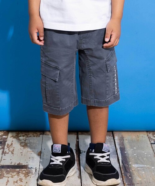 WASK（ワスク）の「【お揃い】5.5分丈柄テープポケットクライマーツイルパンツ(100~160cm)（カーゴパンツ・キッズ・グレー/グリーン・150cm/160cm/140cm）」の8枚目の写真