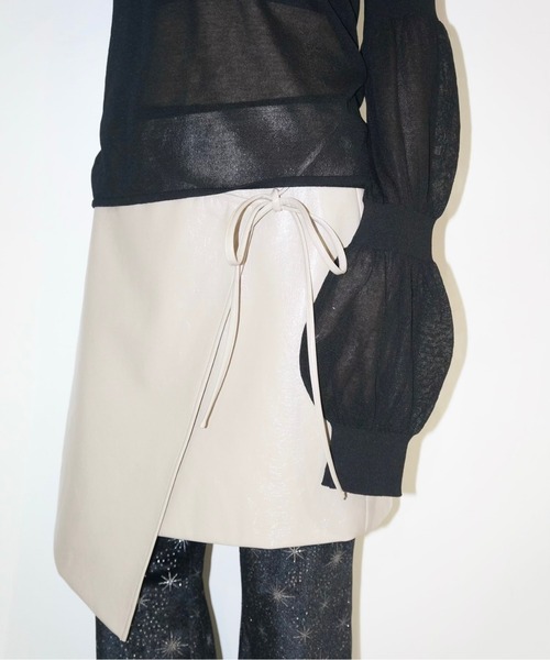 セール】SLICK WRAP SKIRT / エナメルレザーライク巻きスカート