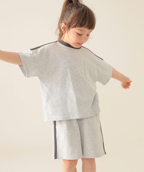 BEAMS mini（ビームスミニ）の「バイカラー ライン 天竺 セットアップ 2025SS（90～150cm）（Tシャツ/カットソー・キッズ・ブラック系その他/チャコールグレー・130/110/90/120/100/150/140）」の17枚目の写真