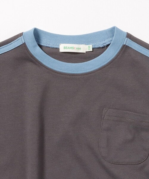 BEAMS mini（ビームスミニ）の「バイカラー ライン 天竺 セットアップ 2025SS（90～150cm）（Tシャツ/カットソー・キッズ・ブラック系その他/チャコールグレー・130/110/90/120/100/150/140）」の6枚目の写真