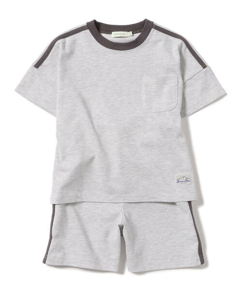 BEAMS mini（ビームスミニ）の「バイカラー ライン 天竺 セットアップ 2025SS（90～150cm）（Tシャツ/カットソー・キッズ・ブラック系その他/チャコールグレー・130/110/90/120/100/150/140）」の12枚目の写真