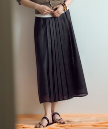 ★りえ★　極美品✴︎23区　2023SS タック スカート　40 ブラウン 撥水加工／洗える】ハイマルチタフタ タックスカート