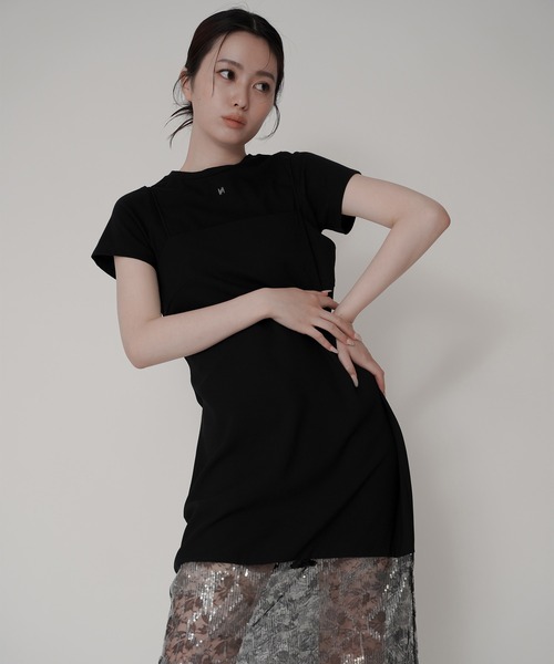 KINO THE KEI(キノザケイ)の「スパンコール レース キャミ ワンピース KINO THE KEI(ワンピース・レディース・ブラック/ホワイト・フリー)」の3枚目の写真