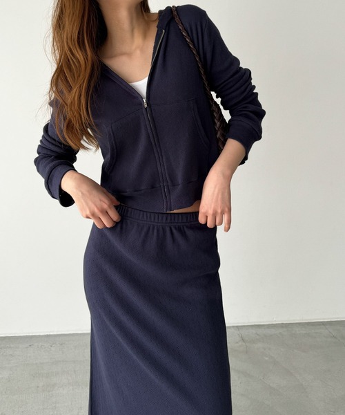 CANAL JEAN(キャナルジーン)の「HARING アイレットジップパーカー(パーカー・レディース・ネイビー/グレー・ONE SIZE)」の1枚目の写真