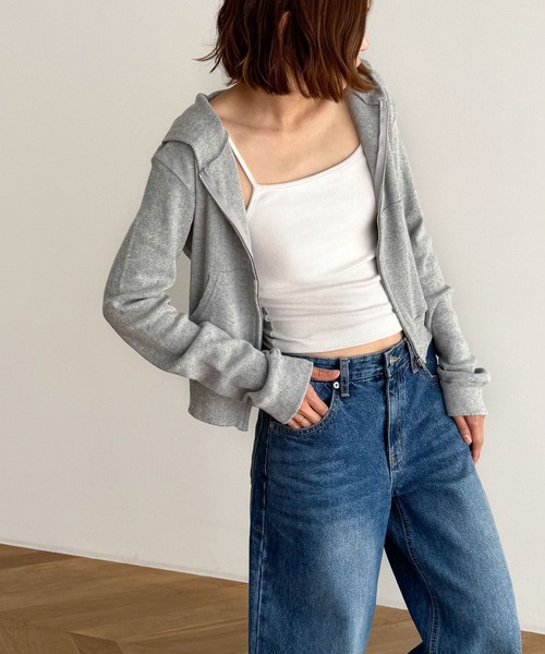 CANAL JEAN(キャナルジーン)の「HARING アイレットジップパーカー(パーカー・レディース・ネイビー/グレー・ONE SIZE)」の2枚目の写真