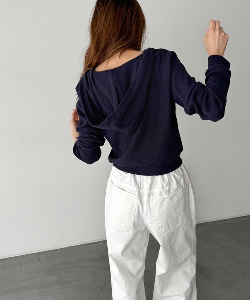 CANAL JEAN(キャナルジーン)の「HARING アイレットジップパーカー(パーカー・レディース・ネイビー/グレー・ONE SIZE)」の5枚目の写真