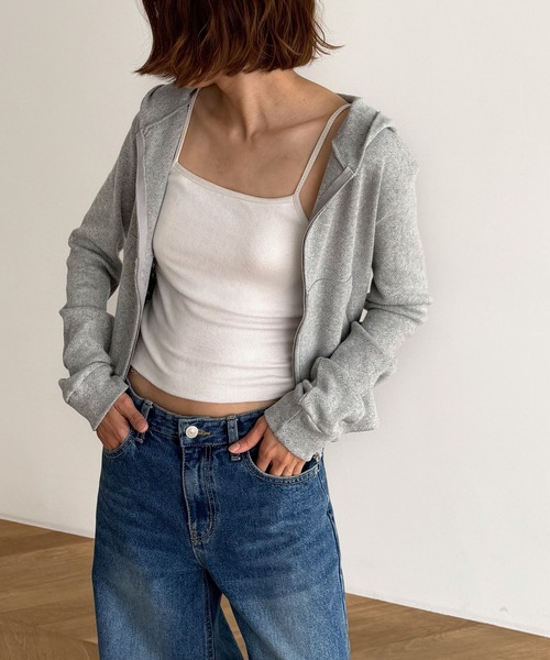 CANAL JEAN(キャナルジーン)の「HARING アイレットジップパーカー(パーカー・レディース・ネイビー/グレー・ONE SIZE)」の6枚目の写真