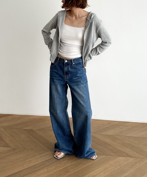 CANAL JEAN(キャナルジーン)の「HARING アイレットジップパーカー(パーカー・レディース・ネイビー/グレー・ONE SIZE)」の8枚目の写真