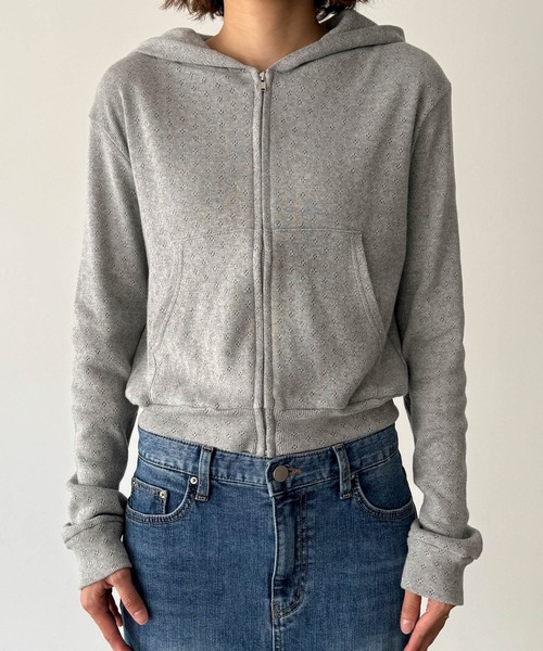 CANAL JEAN(キャナルジーン)の「HARING アイレットジップパーカー(パーカー・レディース・ネイビー/グレー・ONE SIZE)」の10枚目の写真