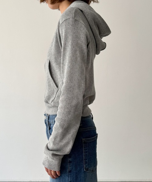 CANAL JEAN(キャナルジーン)の「HARING アイレットジップパーカー(パーカー・レディース・ネイビー/グレー・ONE SIZE)」の11枚目の写真