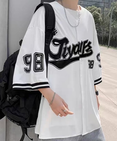 セール】ストリート ライク オーバーサイズ ベースボール シャツ