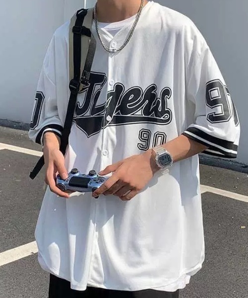 セール】ストリート ライク オーバーサイズ ベースボール シャツ