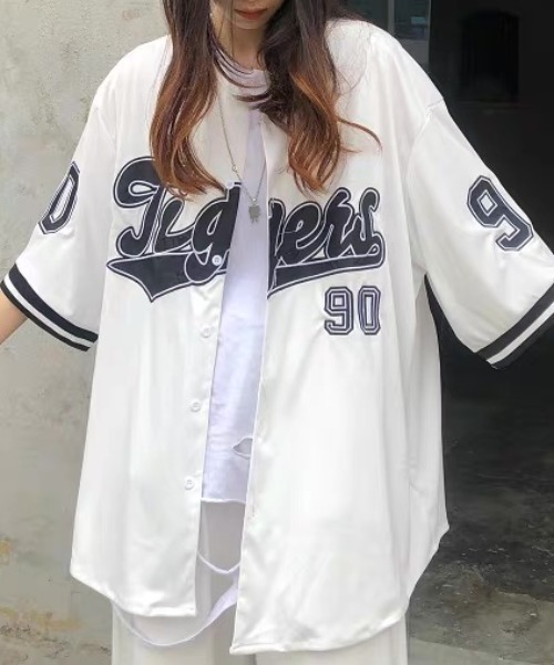 セール】ストリート ライク オーバーサイズ ベースボール シャツ