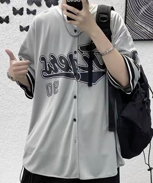 ストリート ライク オーバーサイズ ベースボール シャツ（シャツ
