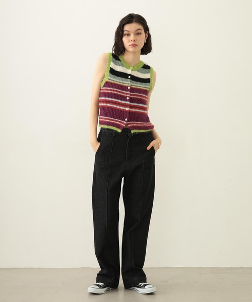 MILKFED.(ミルクフェド)の「TWO-TYPE STRIPED KNIT VEST(ニット/セーター・レディース・ブルー/ブラウン/パープル・ONE SIZE)」の8枚目の写真
