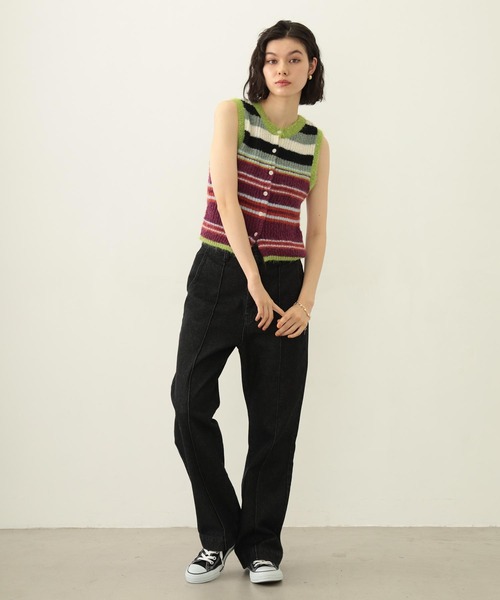 MILKFED.(ミルクフェド)の「TWO-TYPE STRIPED KNIT VEST(ニット/セーター・レディース・ブルー/ブラウン/パープル・ONE SIZE)」の9枚目の写真