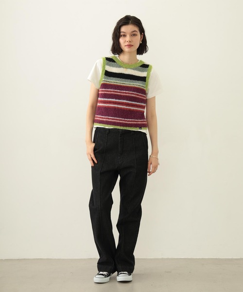 MILKFED.(ミルクフェド)の「TWO-TYPE STRIPED KNIT VEST(ニット/セーター・レディース・ブルー/ブラウン/パープル・ONE SIZE)」の13枚目の写真