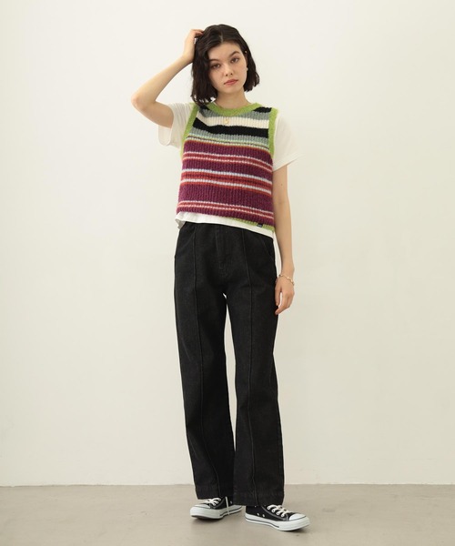 MILKFED.(ミルクフェド)の「TWO-TYPE STRIPED KNIT VEST(ニット/セーター・レディース・ブルー/ブラウン/パープル・ONE SIZE)」の14枚目の写真