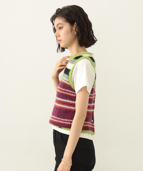 MILKFED.(ミルクフェド)の「TWO-TYPE STRIPED KNIT VEST(ニット/セーター・レディース・ブルー/ブラウン/パープル・ONE SIZE)」の11枚目の写真