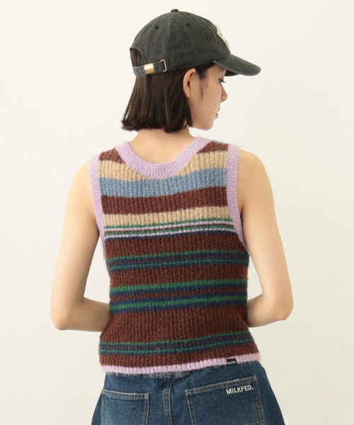 MILKFED.(ミルクフェド)の「TWO-TYPE STRIPED KNIT VEST(ニット/セーター・レディース・ブルー/ブラウン/パープル・ONE SIZE)」の16枚目の写真
