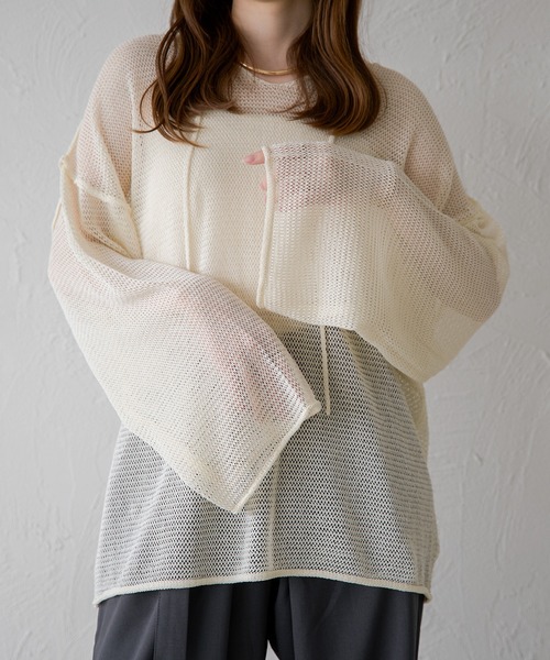 raffime(ラフィミー)の「【Raffime】アウトリンキングメッシュトップス(ニット/セーター・レディース・ブルー/イエロー/アイボリー・フリー)」の6枚目の写真