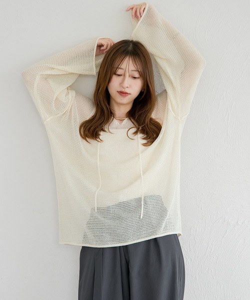  グレンマーティンス セカンドスキン パワーネット プリントメッシュトップ セール】アウトリンキングメッシュトップス（ニット/セーター