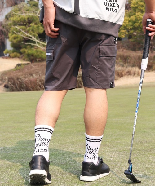 LUXE/R GOLF ストレッチ　クロスサイドライン ショートカーゴパンツ RM)【LUXE/R GOLF】ストレッチ クロス サイドライン ショート