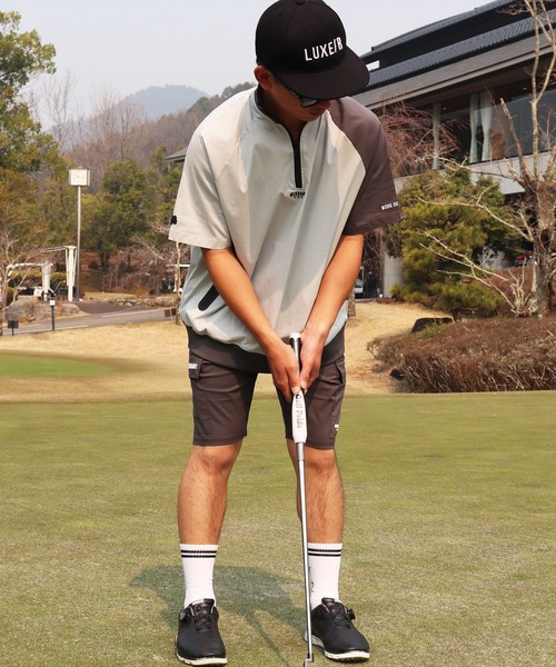 LUXE/R GOLF ストレッチ　クロスサイドライン ショートカーゴパンツ RM)【LUXE/R GOLF】ストレッチ クロス サイドライン ショート
