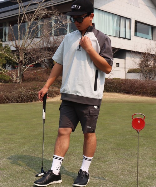 LUXE/R GOLF ストレッチ　クロスサイドライン ショートカーゴパンツ RM)【LUXE/R GOLF】ストレッチ クロス サイドライン ショート
