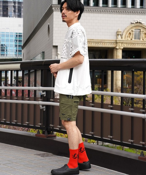 LUXE/R GOLF ストレッチ　クロスサイドライン ショートカーゴパンツ RM)【LUXE/R GOLF】ストレッチ クロス サイドライン ショート