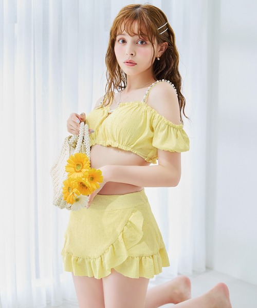 オフショルフレアスカートビキニ 2点セット【ビキニ】【水着】（水着