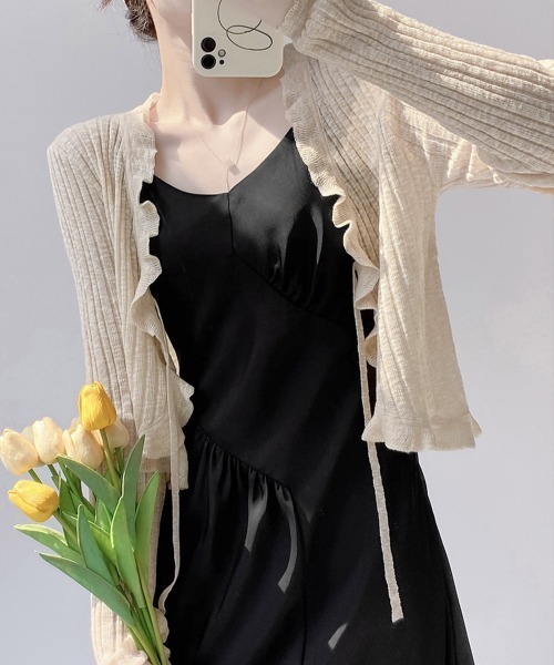 Miniministore(ミニミニストア)の「【7カラー展開】フリルボレロ 薄手ニットカーディガン春夏(カーディガン/ボレロ・レディース・ベージュ/イエロー×グリーン/ラベンダー/ピンク/オフホワイト/ブラック/ライトブルー・FREE)」の22枚目の写真