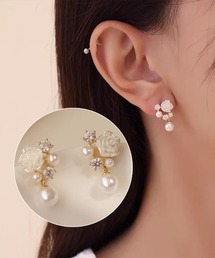 セール】三日月パールピアス 左右非対称（ピアス（両耳用