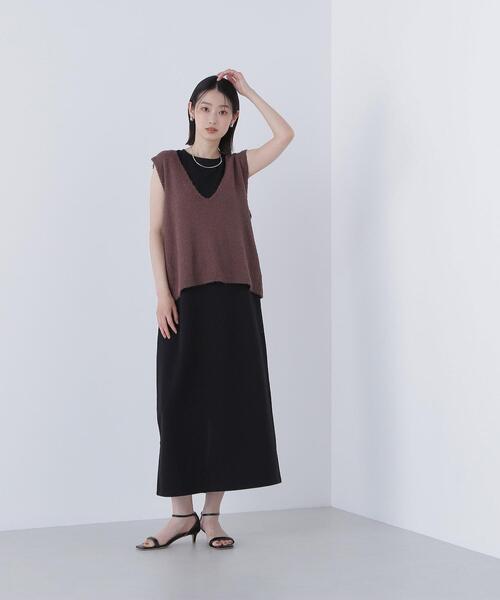 NATURAL BEAUTY BASIC(ナチュラルビューティーベーシック)の「◇Vネックニットベスト&ナローワンピース(ワンピース・レディース・ベージュ系その他/ブラック系その他/グレー系その他・MEDIUM/P/S)」の5枚目の写真