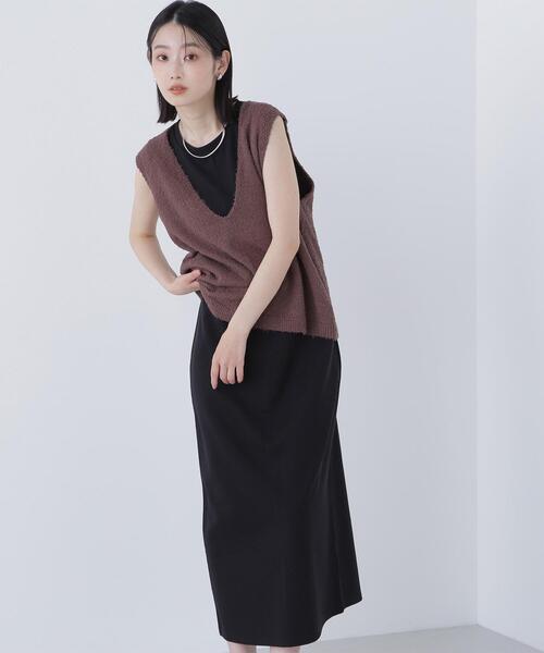 NATURAL BEAUTY BASIC(ナチュラルビューティーベーシック)の「◇Vネックニットベスト&ナローワンピース(ワンピース・レディース・ベージュ系その他/ブラック系その他/グレー系その他・MEDIUM/P/S)」の6枚目の写真