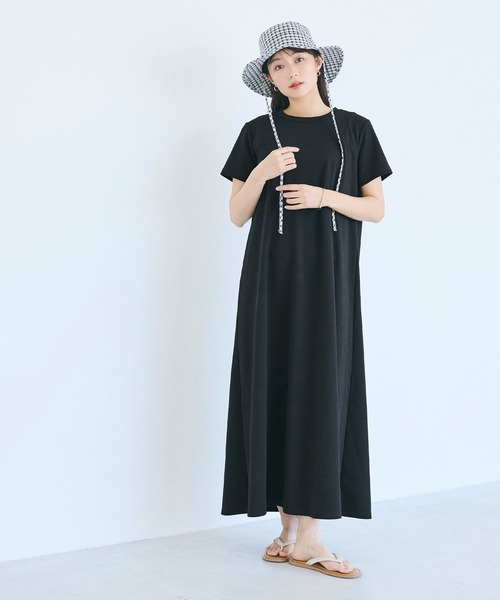 coca(coca)(コカ)の「\SNSで話題!!/ ライトエンボスマキシワンピース 速乾/イージーケア/乾燥機OK/通気性/ストレッチ(ワンピース・レディース・ダークベージュ/ブラック・L/M)」の15枚目の写真