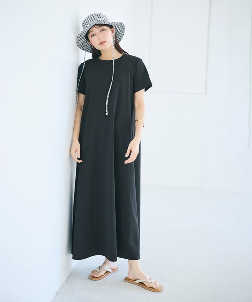 coca(coca)(コカ)の「\SNSで話題!!/ ライトエンボスマキシワンピース 速乾/イージーケア/乾燥機OK/通気性/ストレッチ(ワンピース・レディース・ダークベージュ/ブラック・L/M)」の19枚目の写真