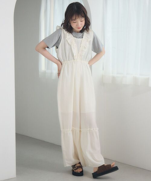 RETRO GIRL（レトロガール）の「ギャザーフリルサロペット（サロペット/オーバーオール・レディース・ナチュラル/ブラック系その他2/ブラウン・FREE）」の8枚目の写真