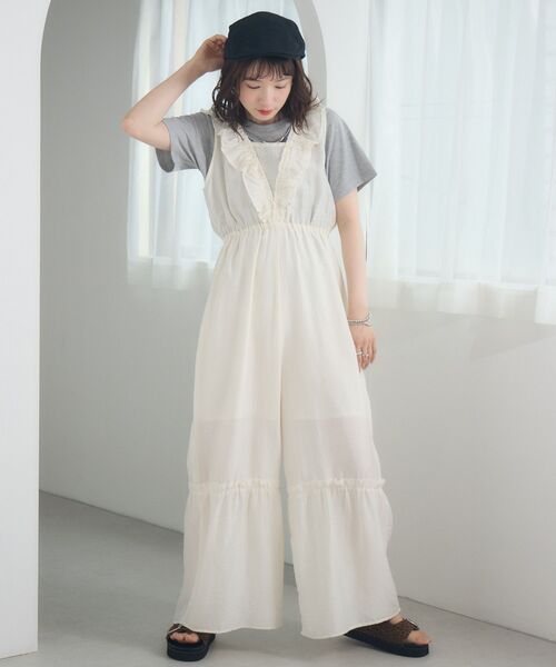 RETRO GIRL（レトロガール）の「ギャザーフリルサロペット（サロペット/オーバーオール・レディース・ナチュラル/ブラック系その他2/ブラウン・FREE）」の12枚目の写真