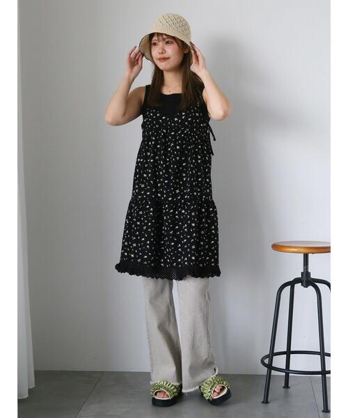 ehka sopo（エヘカソポ）の「◎小花柄ミニキャミワンピース（ワンピース・レディース・ベージュ/ブラック/オフホワイト・F）」の19枚目の写真