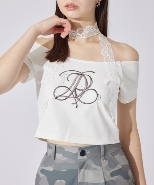 rienda(リエンダ)の「【AKB48 千葉恵里さん着用】ツーウェイオフショルTシャツ 夏服(Tシャツ/カットソー・レディース・ライトピンク/ホワイト/ネイビー・FREE)」の2枚目の写真