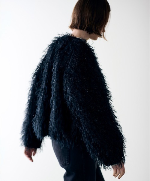 Marilyn Moon（マリリンムーン）の「【SOI-MeME】sheer fringe jacket（その他アウター・レディース・アイボリー/ブラック・FREE）」の4枚目の写真
