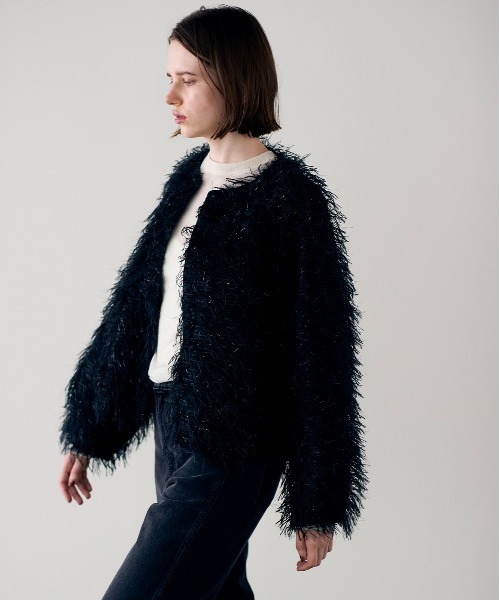 Marilyn Moon（マリリンムーン）の「【SOI-MeME】sheer fringe jacket（その他アウター・レディース・アイボリー/ブラック・FREE）」の6枚目の写真